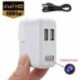 Chargeur secteur 2 USB caméra invisible espion full HD 1080P à détection de mouvement 